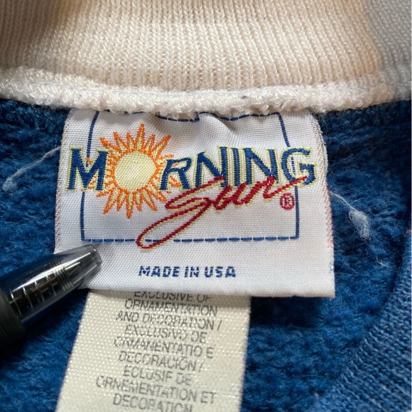Vintage 90s Morning Sun Cats And Birds Nature Mock Turtleneck Sweatshirt - Picture 2 of 6